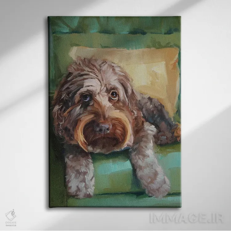 تابلو سگ پشمالو اثر الکس مووچون - نمای روبهرو روی دیوار