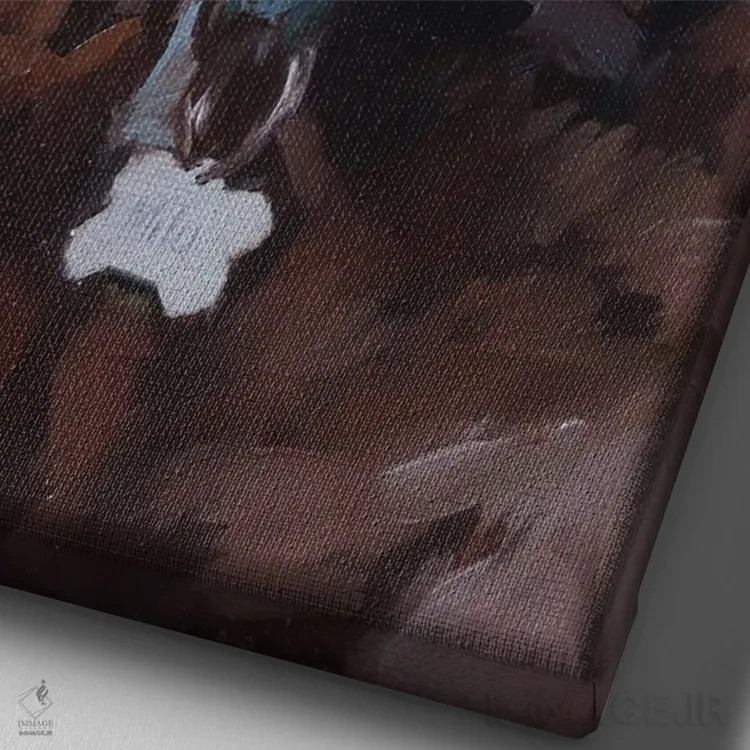 تابلو سگ قهوهای اثر الکس مووچون - نمای نزدیک بافت بوم
