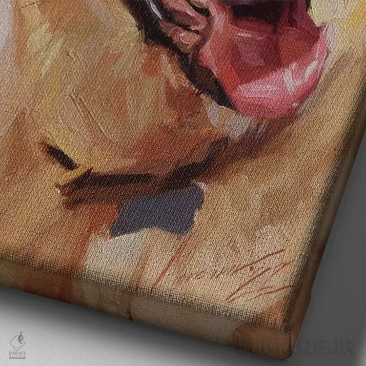 تابلو چوپان شاد (سگ گله) اثر الکس مووچون - نمای نزدیک بافت بوم