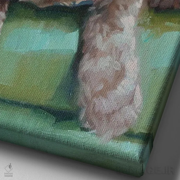 تابلو سگ پشمالو اثر الکس مووچون - نمای نزدیک بافت بوم