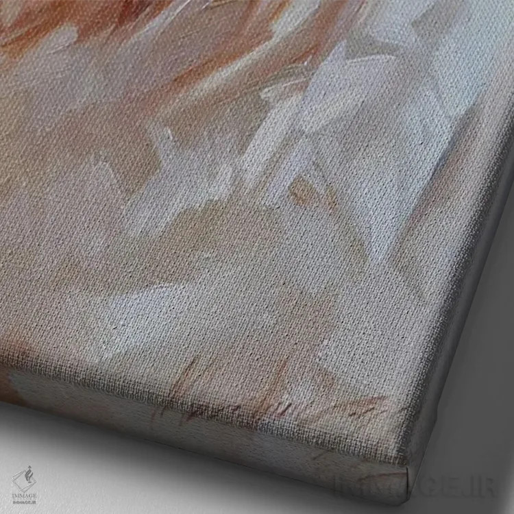 تابلو پرترهٔ سگ سفید اثر الکس مووچون - نمای نزدیک بافت بوم