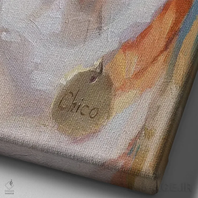 تابلو لابرادور شاد اثر الکس مووچون - نمای نزدیک بافت بوم