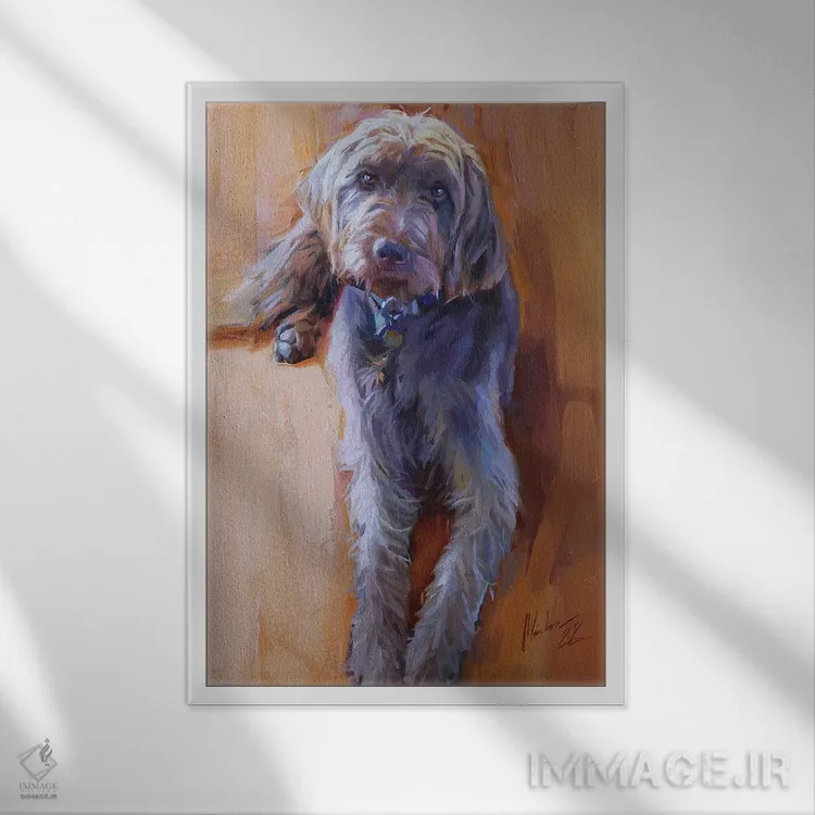 تابلو تابلوی نقاشی سگ اثر الکس مووچون - نمای قابدار سفید