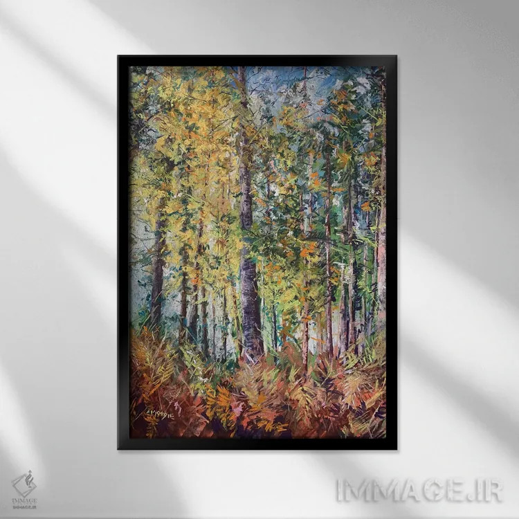 تابلو تختی از سرخسها اثر اندرو مودی - نمای قابدار مشکی