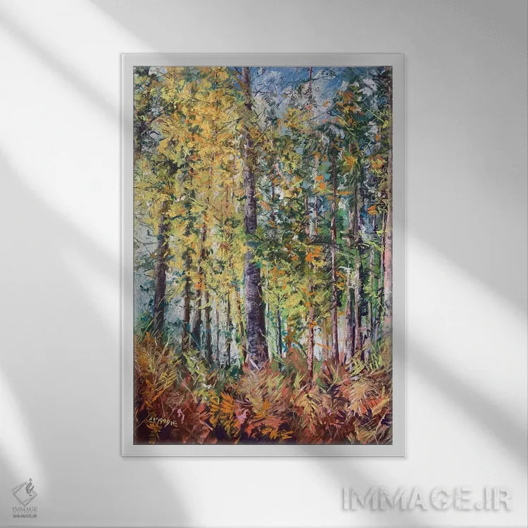 تابلو تختی از سرخسها اثر اندرو مودی - نمای قابدار سفید