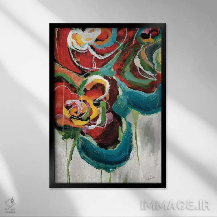 تابلو رز واسابی ۲ اثر آنجلا ماریـتز - نمای قابدار مشکی