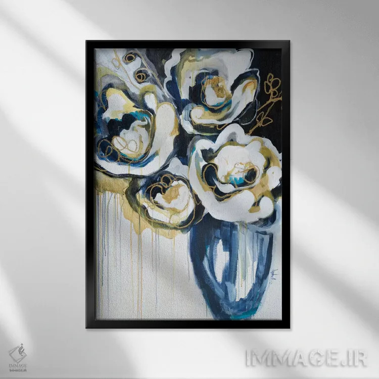 تابلو شکوفهها در کف دریا اثر آنجلا ماریـتز - نمای قابدار مشکی