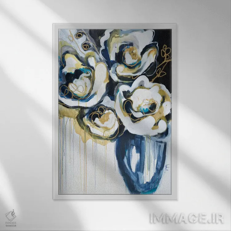 تابلو شکوفهها در کف دریا اثر آنجلا ماریـتز - نمای قابدار سفید