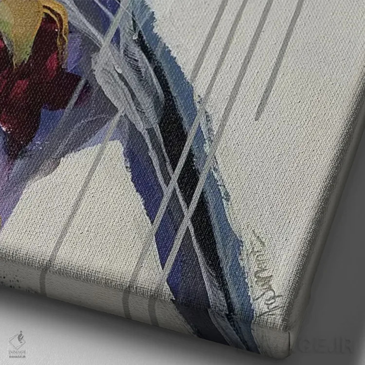 تابلو برداشتهای گلها ۱ اثر آنجلا ماریـتز - نمای نزدیک بافت بوم