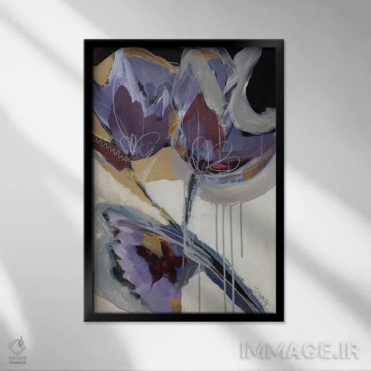 تابلو برداشتهای گلها ۱ اثر آنجلا ماریـتز - نمای قابدار مشکی