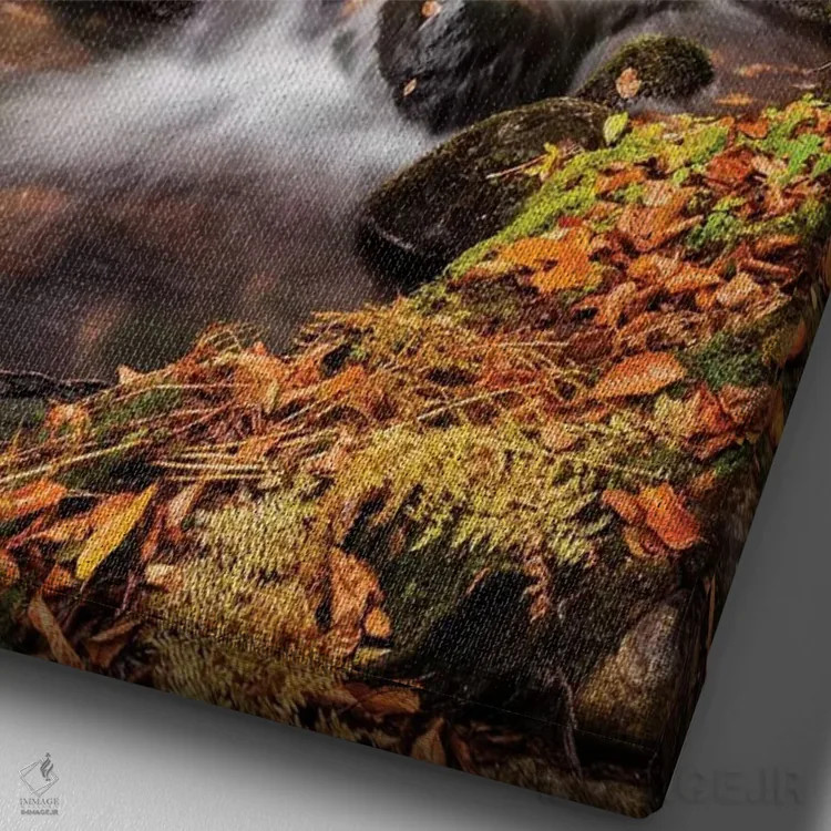 تابلو آمریکا، نیوهمپشایر، کوههای سفید، رنگهای پاییزی در بروک جفرسون ۲ اثر آن کالینز - نمای نزدیک بافت بوم