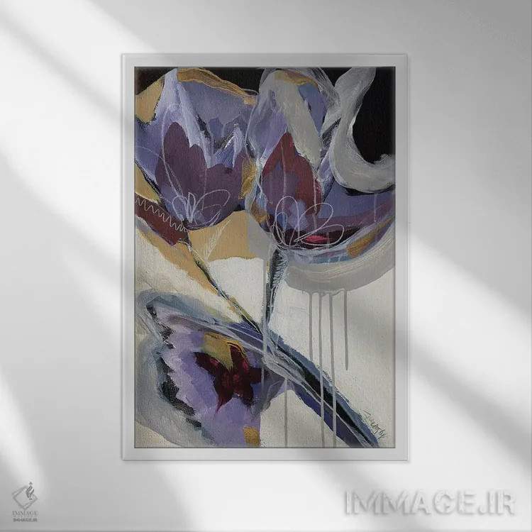 تابلو برداشتهای گلها ۱ اثر آنجلا ماریـتز - نمای قابدار سفید