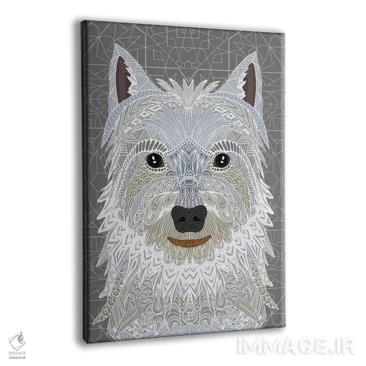 تابلو وستی (سگ نژاد وسترن هایلند) اثر آنجلیکا پارکر - نمای پرسپکتیو محصول