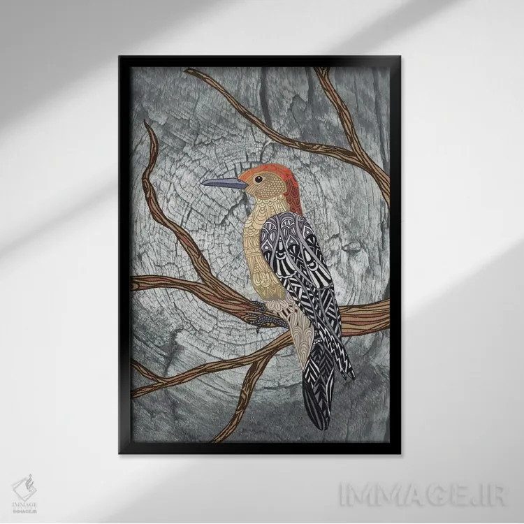 تابلو دارکوب اثر آنجلیکا پارکر - نمای قابدار مشکی