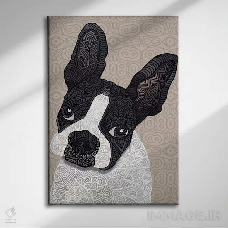 تابلو بوستون تریر (سگ) اثر آنجلیکا پارکر - نمای روبهرو روی دیوار