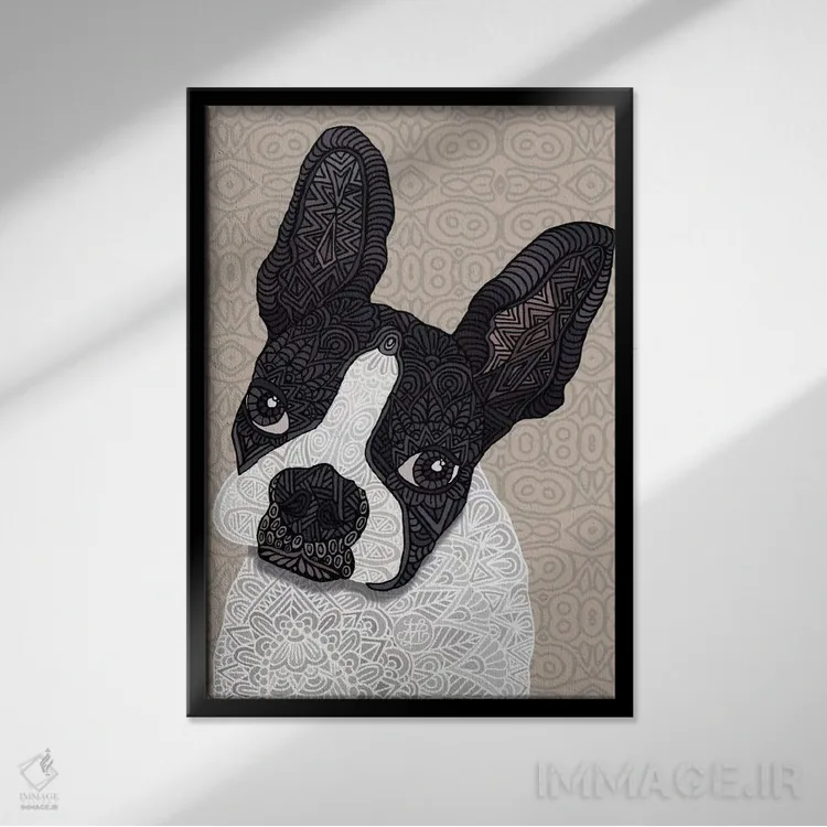 تابلو بوستون تریر (سگ) اثر آنجلیکا پارکر - نمای قابدار مشکی