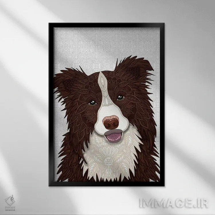 تابلو بردر کولی قرمز (سگ) اثر آنجلیکا پارکر - نمای قابدار مشکی