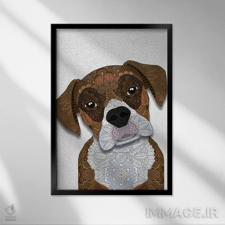 تابلو باکسر قهوهای اثر آنجلیکا پارکر - نمای قابدار مشکی