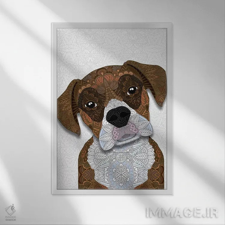 تابلو باکسر قهوهای اثر آنجلیکا پارکر - نمای قابدار سفید