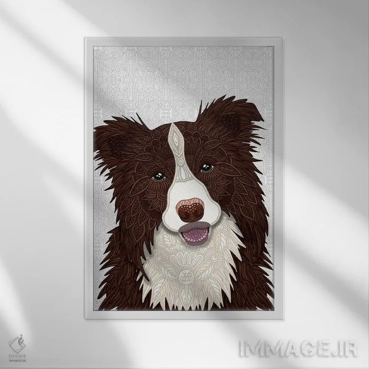 تابلو بردر کولی قرمز (سگ) اثر آنجلیکا پارکر - نمای قابدار سفید