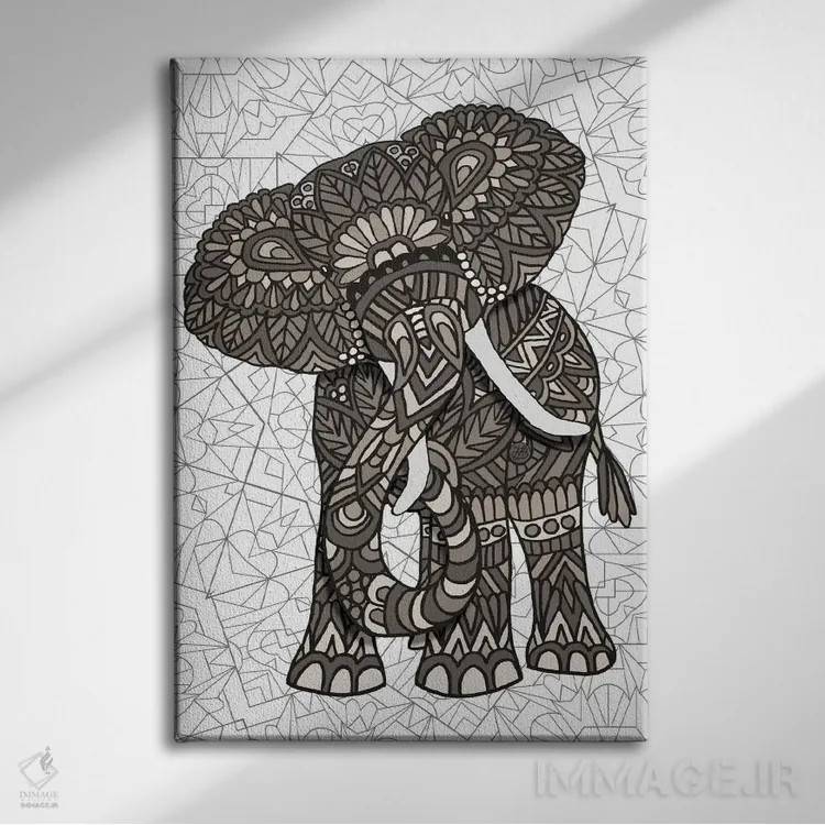 تابلو فیل اثر آنجلیکا پارکر - نمای روبهرو روی دیوار