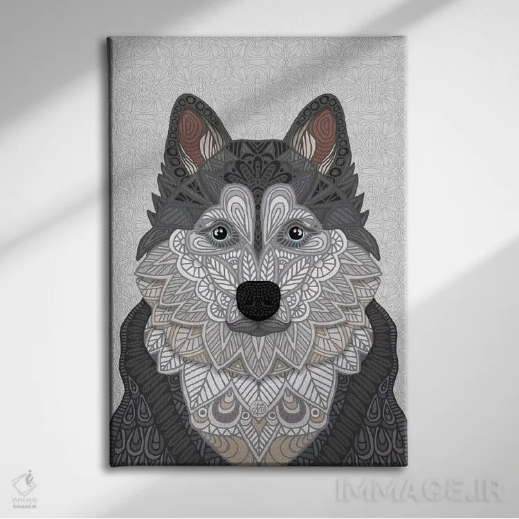 تابلو هاسکی (نژاد سگ) اثر آنجلیکا پارکر - نمای روبهرو روی دیوار