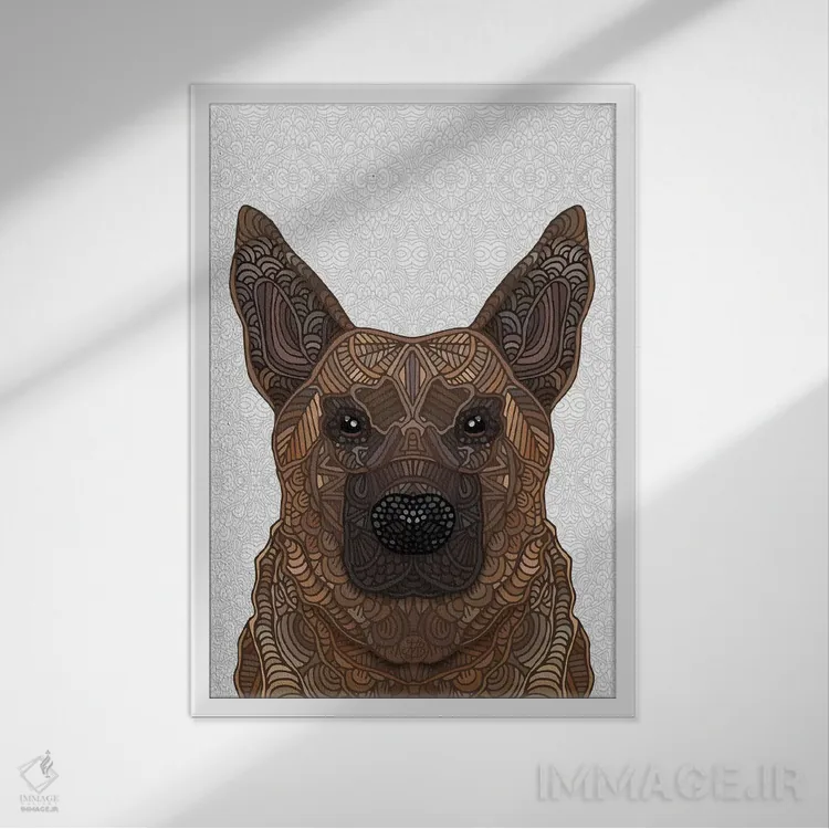 تابلو ژرمن شپرد (نژاد سگ) اثر آنجلیکا پارکر - نمای قابدار سفید