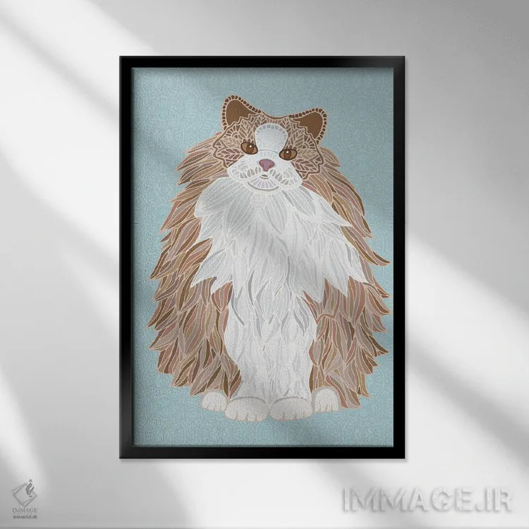 تابلو راگدال نارنجی (نژاد گربه) اثر آنجلیکا پارکر - نمای قابدار مشکی