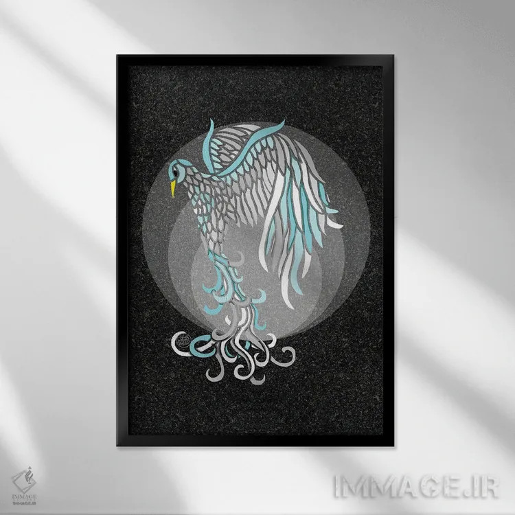 تابلو ققنوس یخی اثر آنجلیکا پارکر - نمای قابدار مشکی