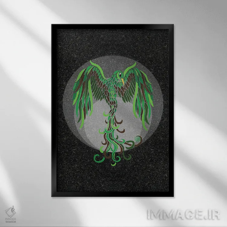 تابلو ققنوس زمینی اثر آنجلیکا پارکر - نمای قابدار مشکی