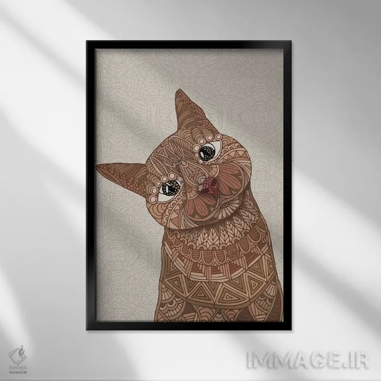 تابلو سلام گربه زیبای من اثر آنجلیکا پارکر - نمای قابدار مشکی