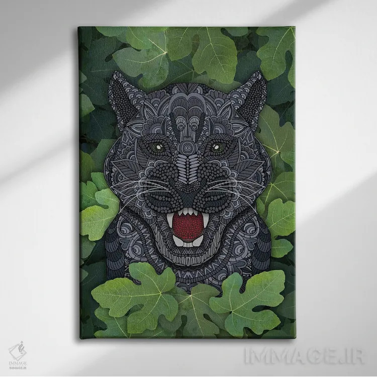 تابلو پلنگ سیاه جنگلی اثر آنجلیکا پارکر - نمای روبهرو روی دیوار