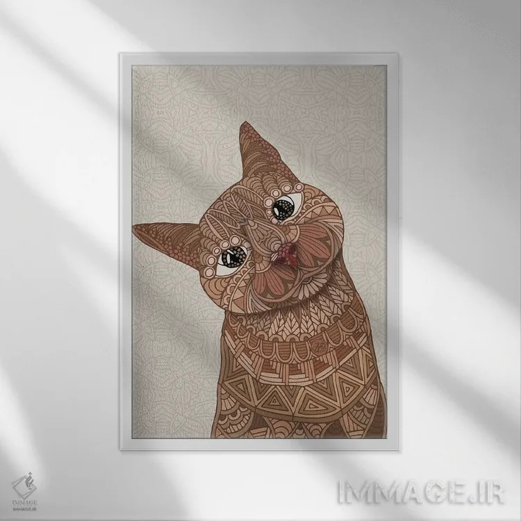 تابلو سلام گربه زیبای من اثر آنجلیکا پارکر - نمای قابدار سفید