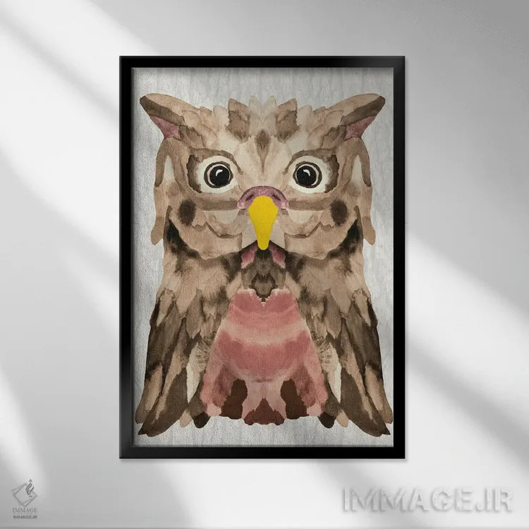 تابلو جغد موکا اثر آنجلیکا پارکر - نمای قابدار مشکی