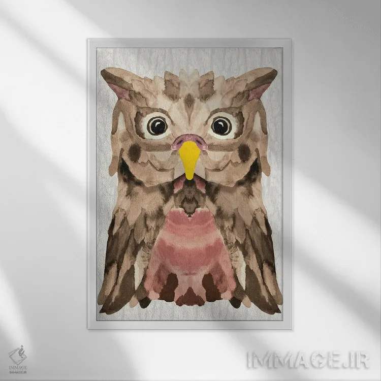 تابلو جغد موکا اثر آنجلیکا پارکر - نمای قابدار سفید