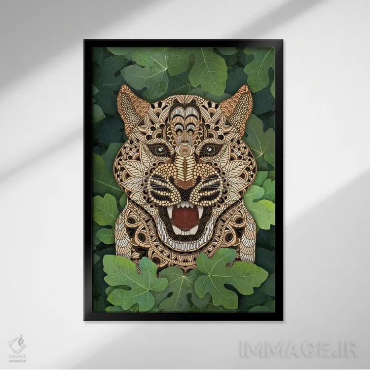 تابلو پلنگ جنگلی اثر آنجلیکا پارکر - نمای قابدار مشکی