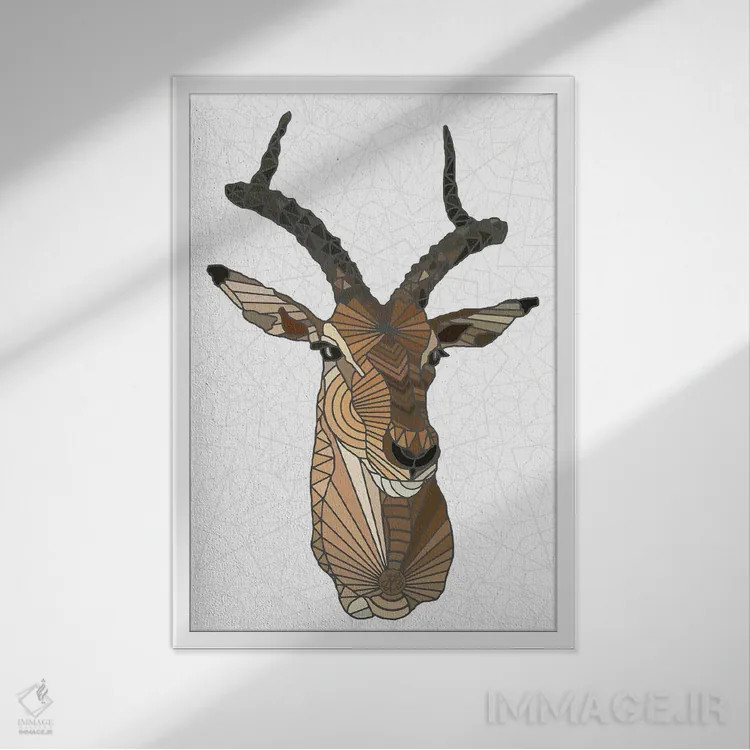 تابلو ایمپالای مدرن (آهو آفریقایی) اثر آنجلیکا پارکر - نمای قابدار سفید