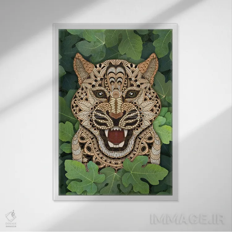 تابلو پلنگ جنگلی اثر آنجلیکا پارکر - نمای قابدار سفید