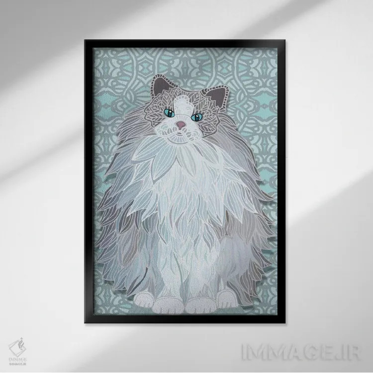 تابلو راگدال شفق قطبی (نژاد گربه) اثر آنجلیکا پارکر - نمای قابدار مشکی