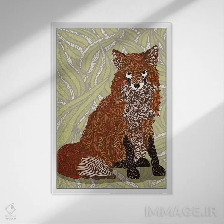 تابلو بانوی روباهمانند اثر آنجلیکا پارکر - نمای قابدار سفید