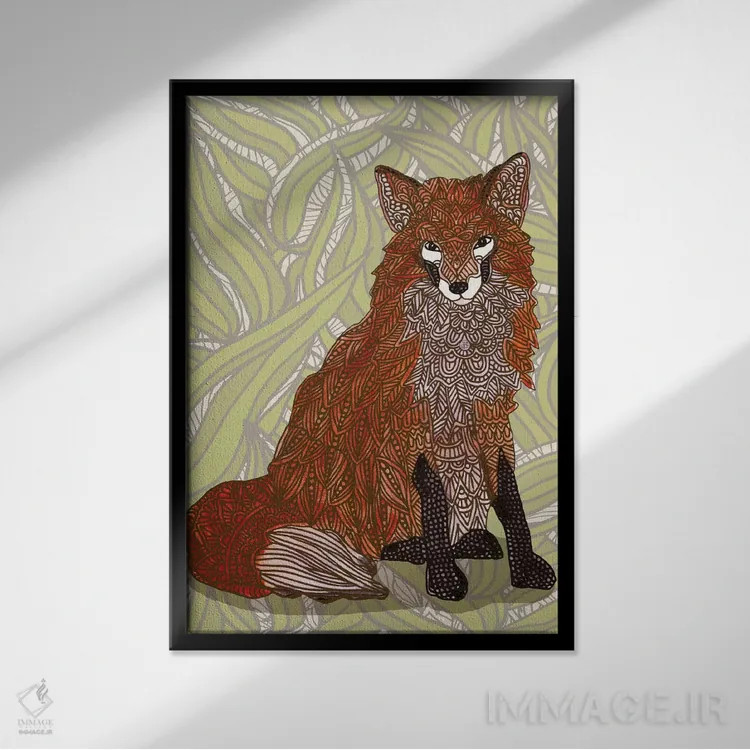 تابلو بانوی روباهمانند اثر آنجلیکا پارکر - نمای قابدار مشکی