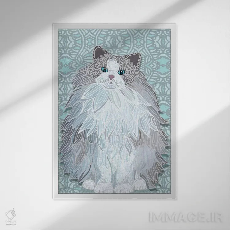 تابلو راگدال شفق قطبی (نژاد گربه) اثر آنجلیکا پارکر - نمای قابدار سفید