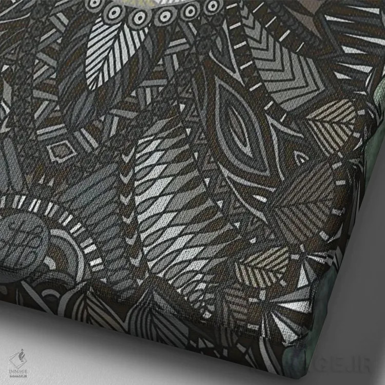 تابلو راکون تزئینی اثر آنجلیکا پارکر - نمای نزدیک بافت بوم