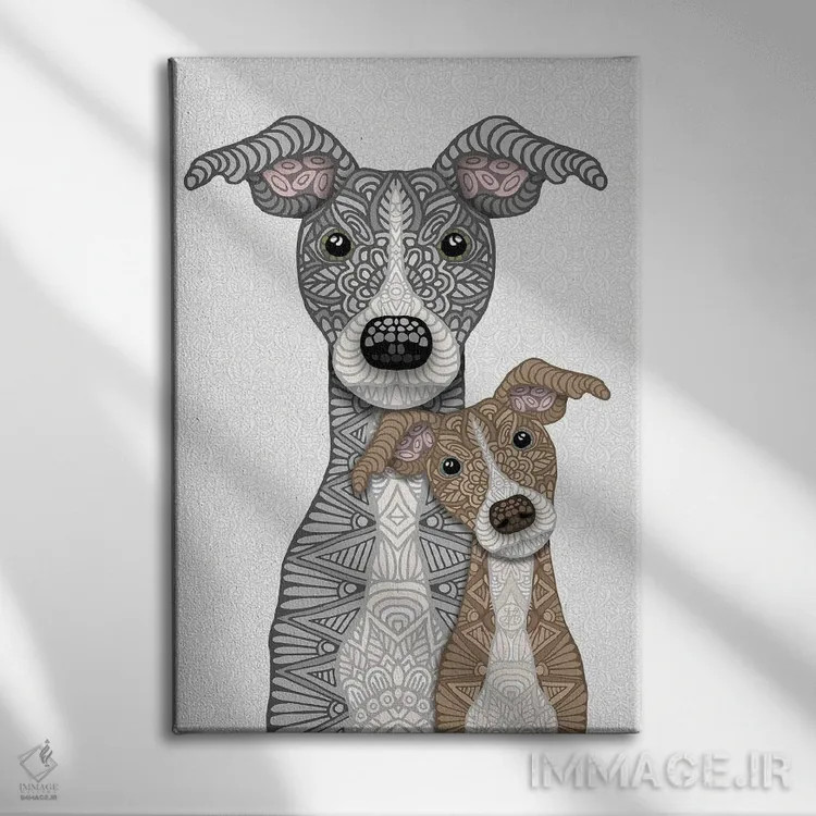 تابلو آبی و آهویی اثر آنجلیکا پارکر - نمای روبهرو روی دیوار