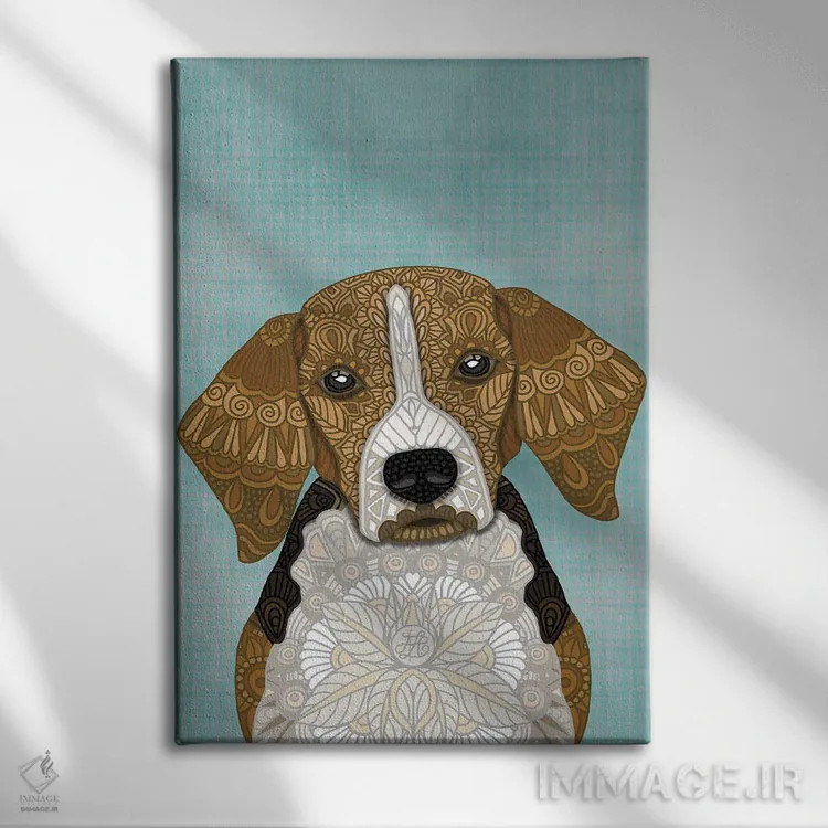 تابلو بیگل (نژاد سگ) اثر آنجلیکا پارکر - نمای روبهرو روی دیوار