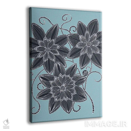 تابلو گلهای آبی اثر آنجلیکا پارکر - نمای پرسپکتیو محصول