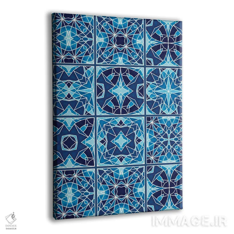 تابلو کاشیهای آبی اثر آنجلیکا پارکر - نمای پرسپکتیو محصول