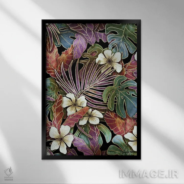 تابلو باغ مرموز گرمسیری اثر آنجلیکا پارکر - نمای قابدار مشکی