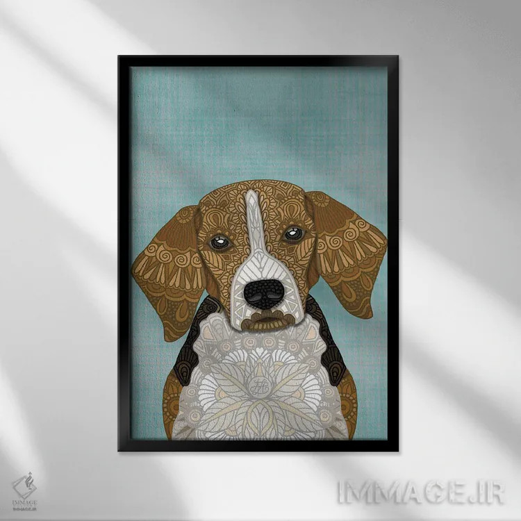 تابلو بیگل (نژاد سگ) اثر آنجلیکا پارکر - نمای قابدار مشکی