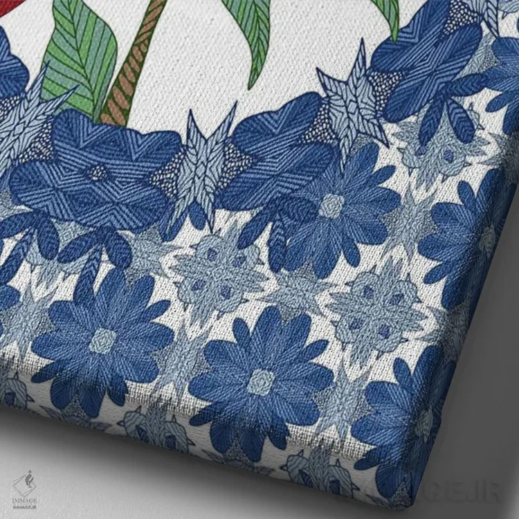 تابلو کارباورال آبی کریسمس اثر آنجلیکا پارکر - نمای نزدیک بافت بوم